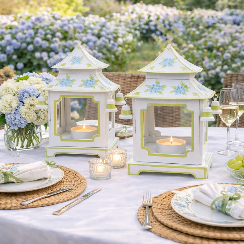 Green Hydrangea Leaf Pagoda Lantern (4 Sizes)