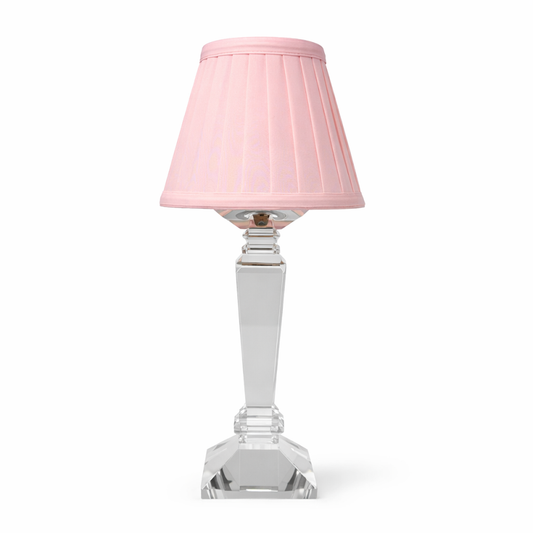 Square Crystal Rechargeable Lamp with Pink Shade