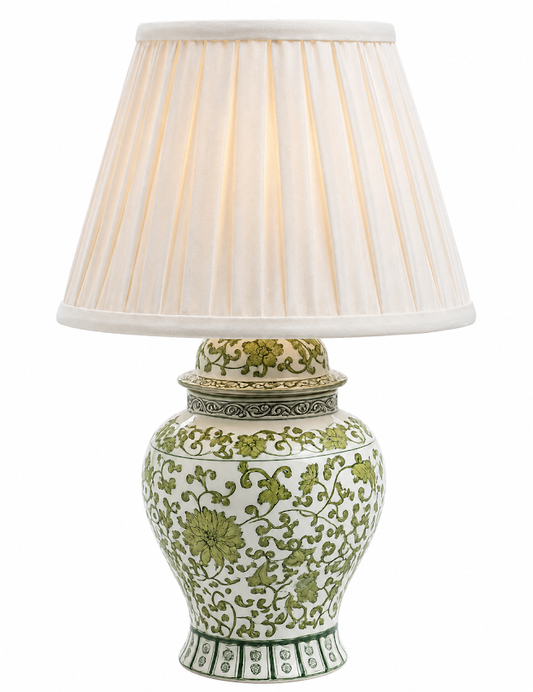 a lamp with a white shade