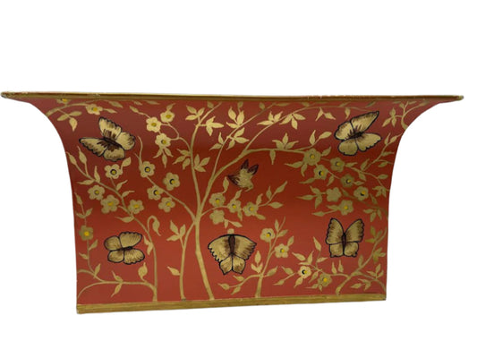 a red and gold painted wall