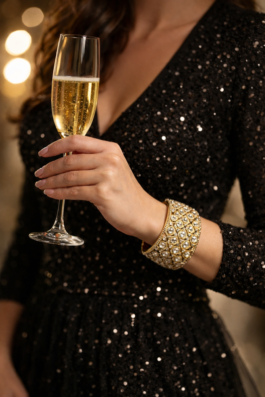 a woman holding a glass of champagne