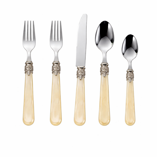 a group of silverware with a spoon and fork