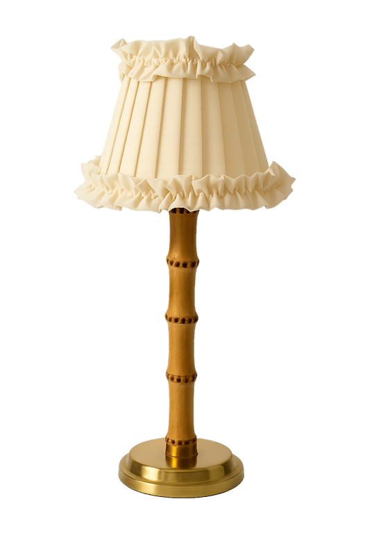 Bamboo Rechargeable Lamp with Ruffle Shade