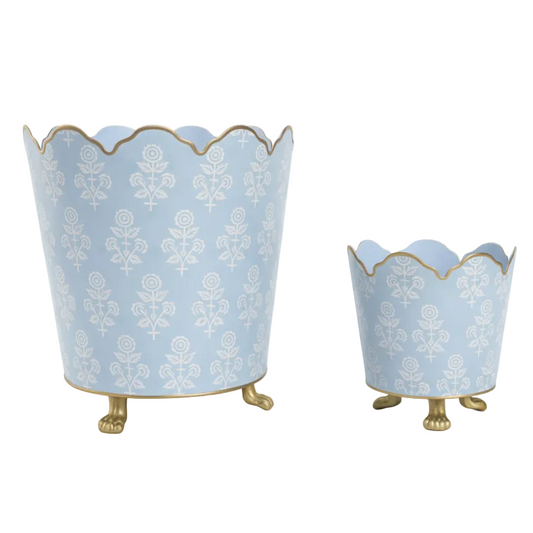 a pair of blue and white vases