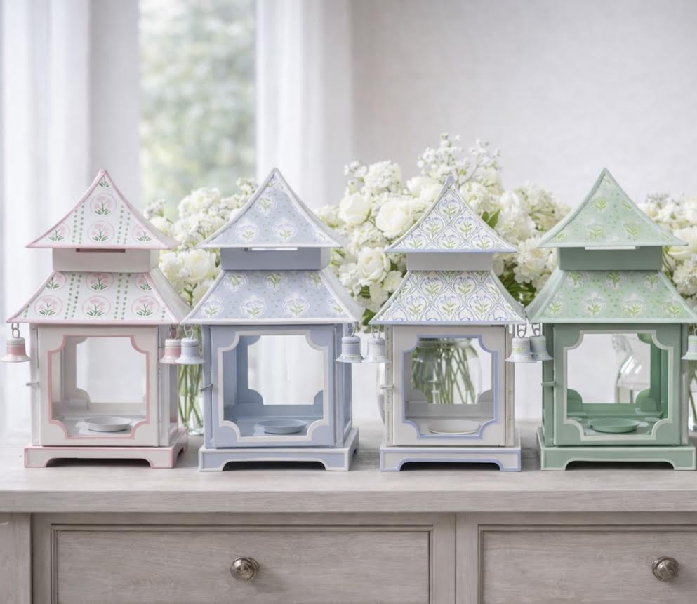 White & Blue Tulip Pagoda Lantern (3 Sizes)