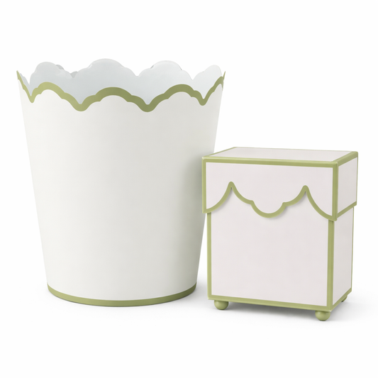 a white and green container