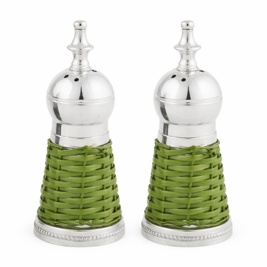 Green Wicker Salt and Pepper Shaker