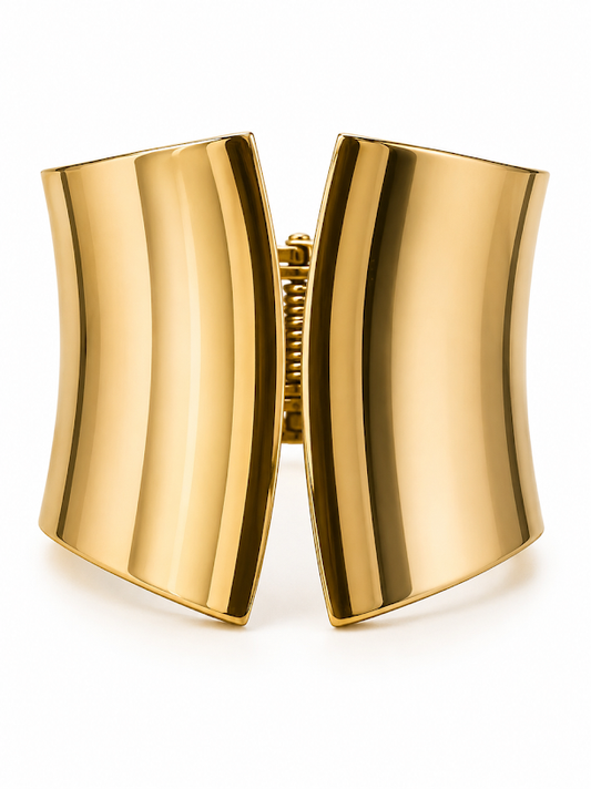 Sculptural Gold Hinged Cuff Bracelet