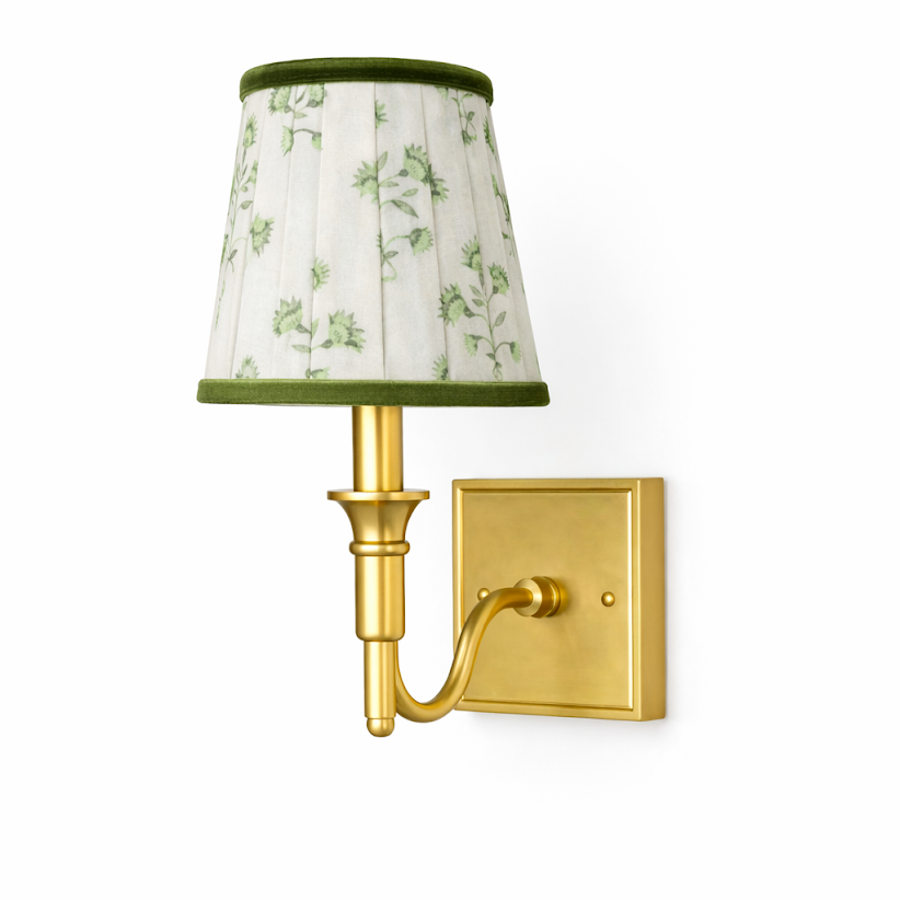 Green Velvet Floral Sconce Shade