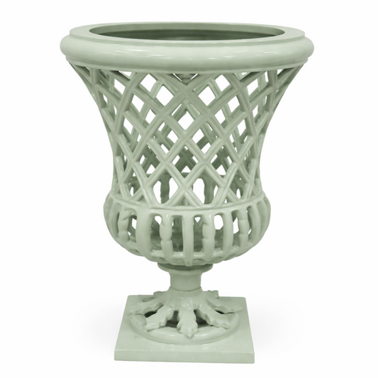 16" Soft Green Lattice Urn