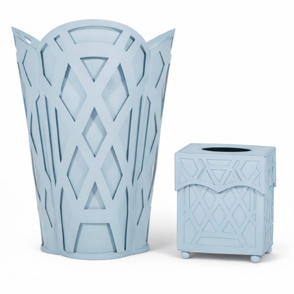 Slate Blue Chippendale Wastepaper Basket & Tissue (2 Options)