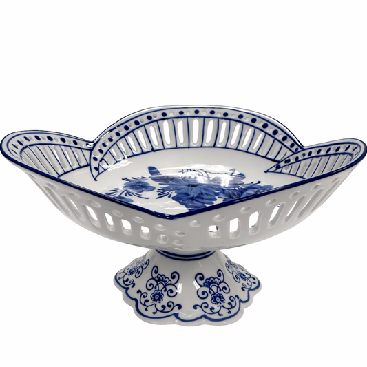 a white and blue bowl