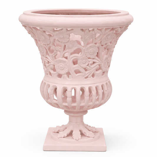 16" Pink Floral Urn