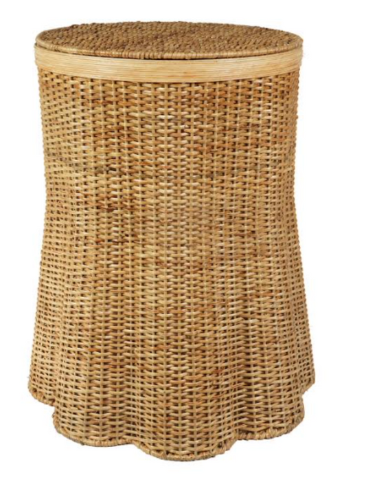 a wicker basket with a round top