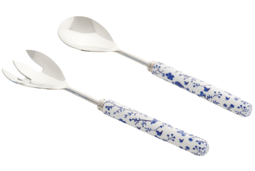 Floral & Vine Enameled Salad Servers
