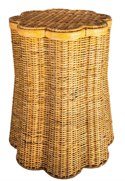 Scalloped Wicker Storage Pedestal