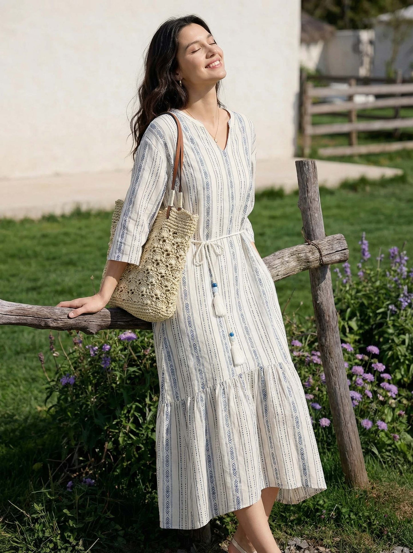 Crochet Woven Fan-Shape Shoulder Tote Bag