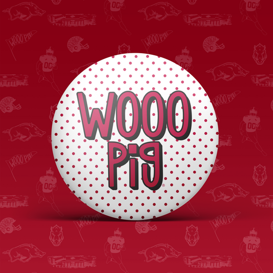 Wooo Pig Polka Dot Button