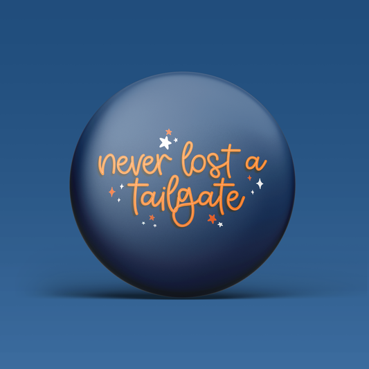 a blue ball with orange text