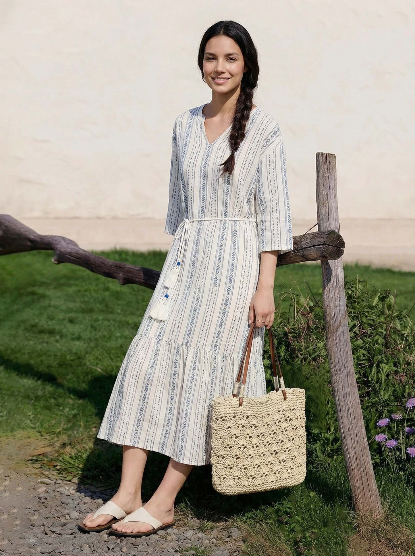 Crochet Woven Fan-Shape Shoulder Tote Bag