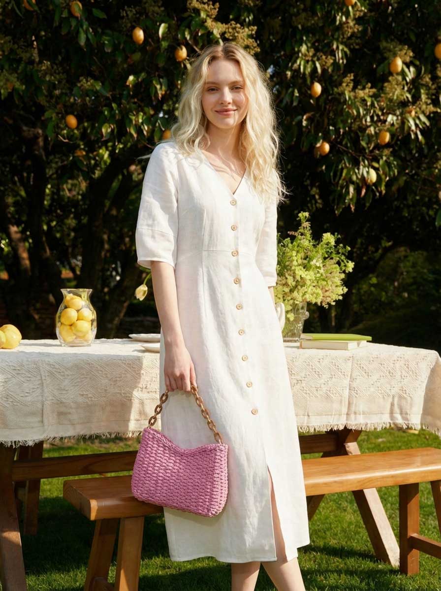a woman in a white dress