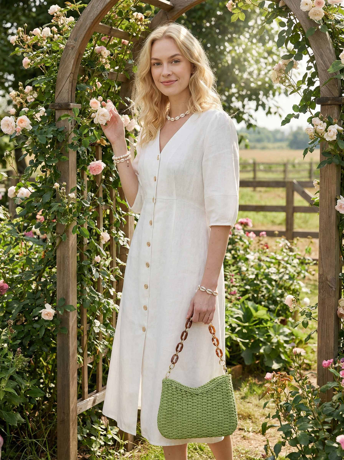 a woman in a white dress
