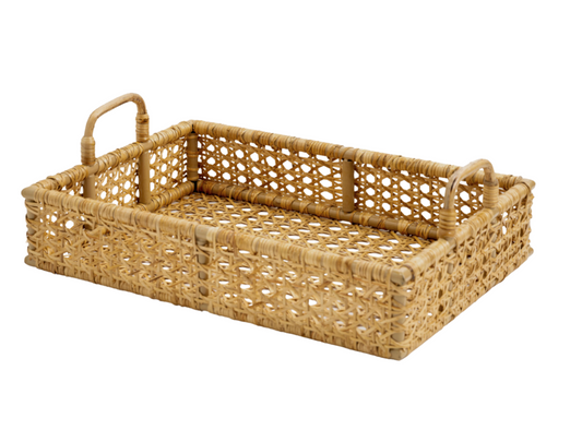 a basket with handles on it