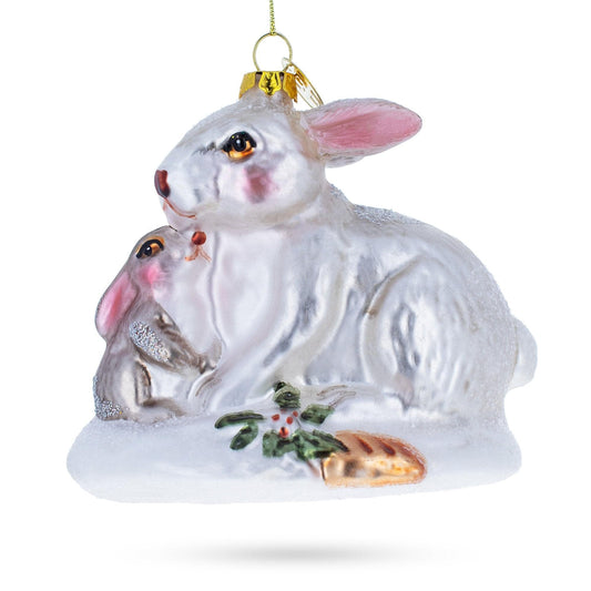 a white bunny ornament with a bunny on it