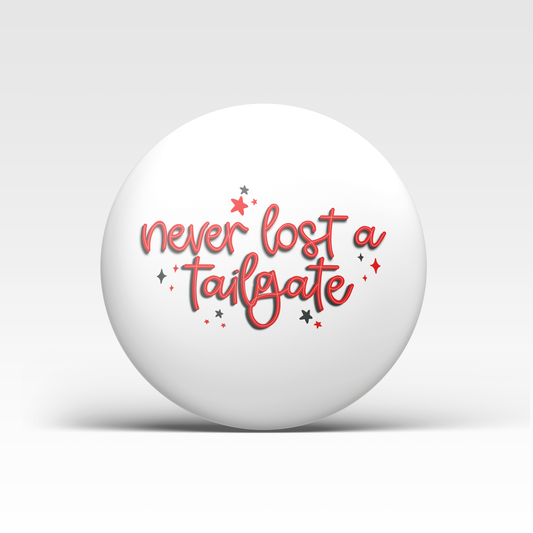 a white ball with red text