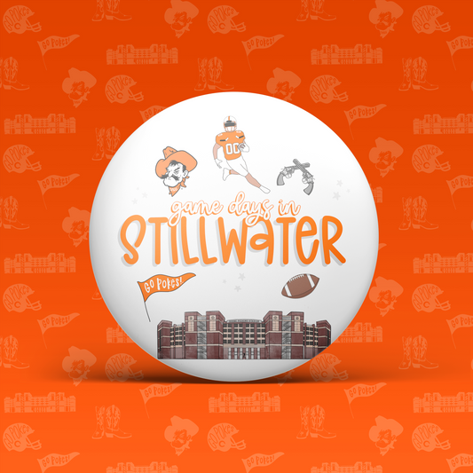 a white ball with orange text and images on it