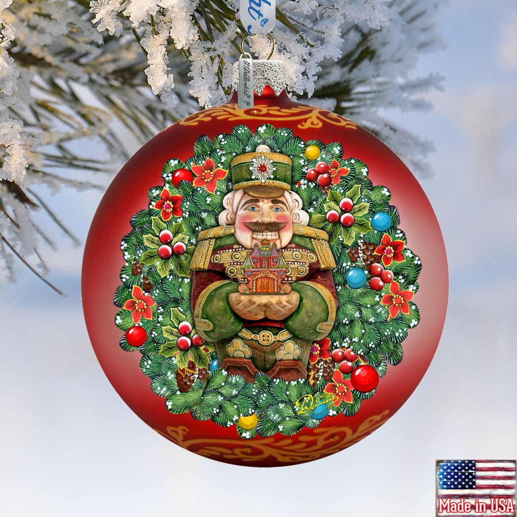The Gift of Giving a Nutcracker Story Glass Ornament Limited Edition by G. DeBrekht - Christmas Santa Snowman Decor - 73907