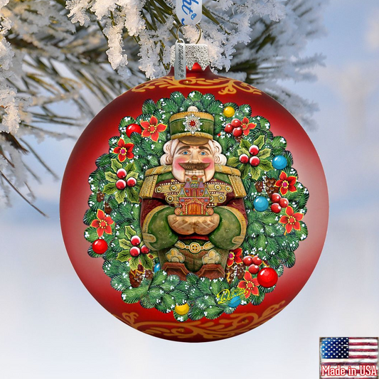 The Gift of Giving a Nutcracker Story Glass Ornament Limited Edition by G. DeBrekht - Christmas Santa Snowman Decor - 73907