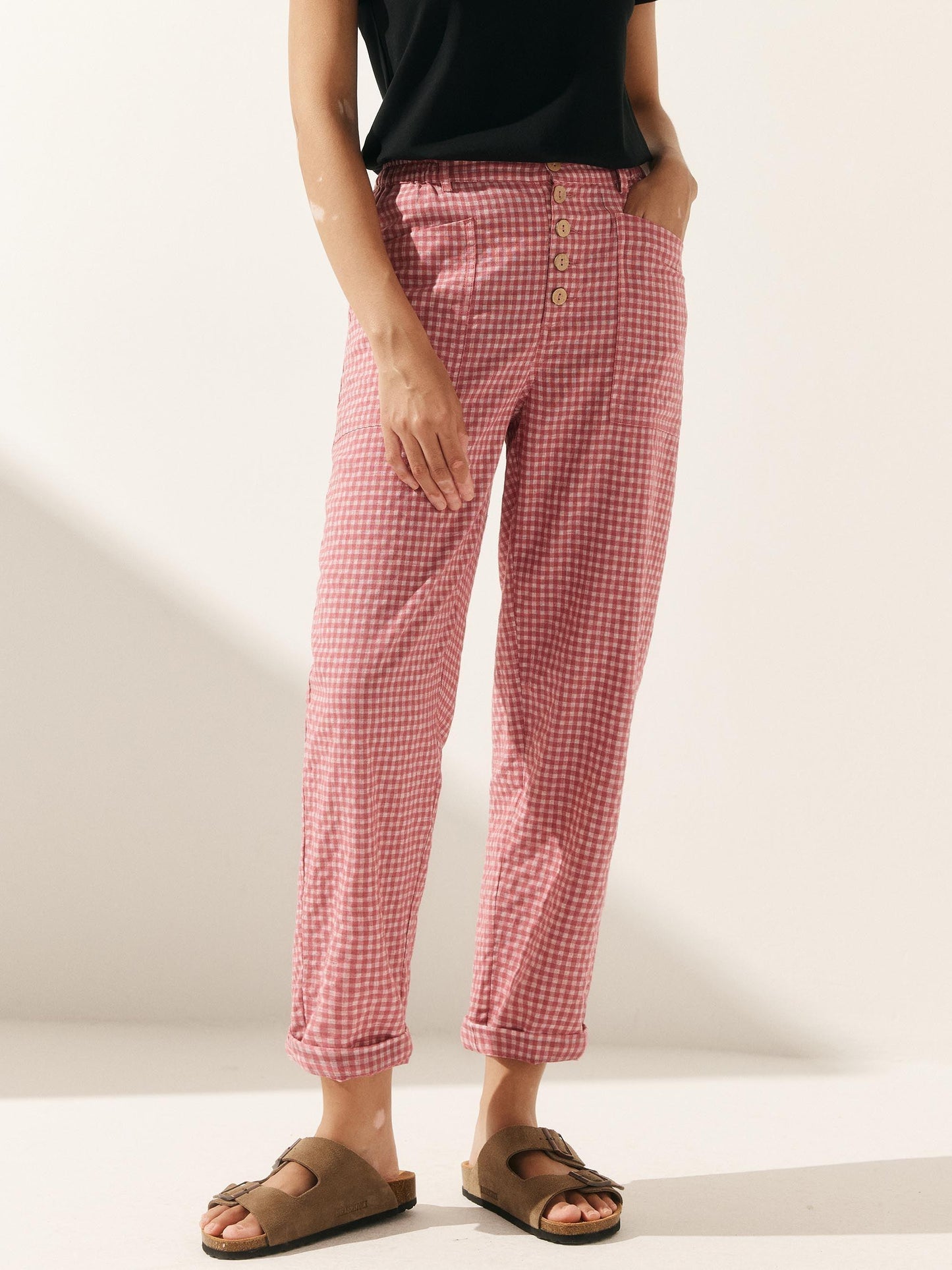 Linen Simple Button Fly Trousers HEIDI