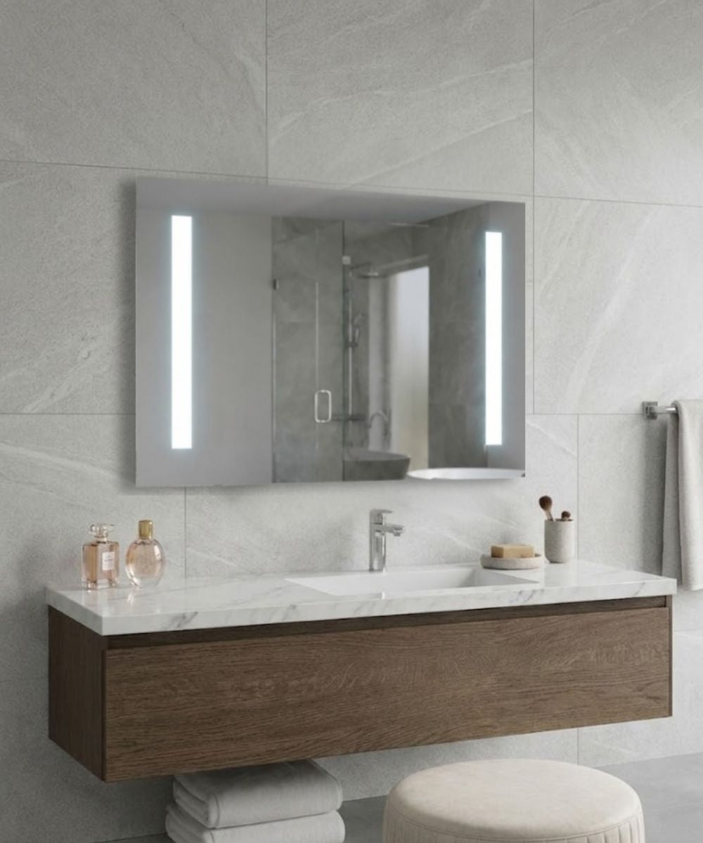 36"W x 26"H 4-Light Integrated LED Backlit Mirror with Bluetooth Soundbar