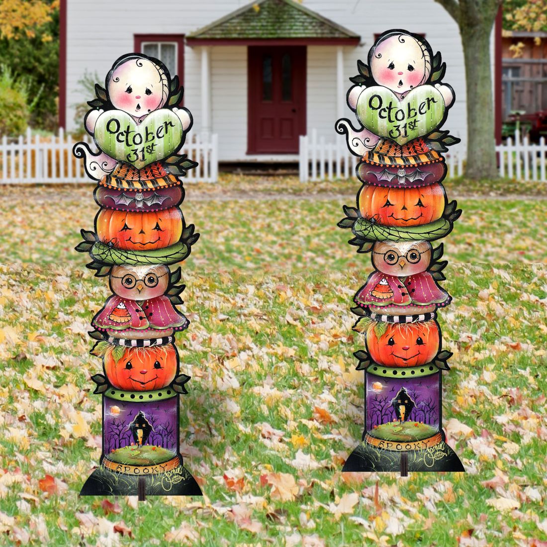 Boo Walkway Greeters Set of 2 Halloween Outdoor Decor by Jamie Mills-Price - Thanksgiving Halloween Decor - 8457802F-S2