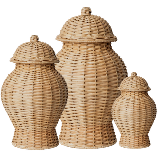 a group of woven baskets