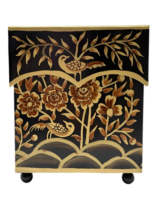 Black & Gold Pheasant Wastepaper Basket & Tissue (2 Options)