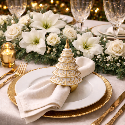 a table setting with flowers and candles