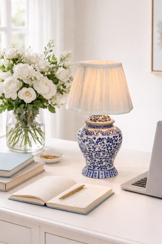 a lamp on a table