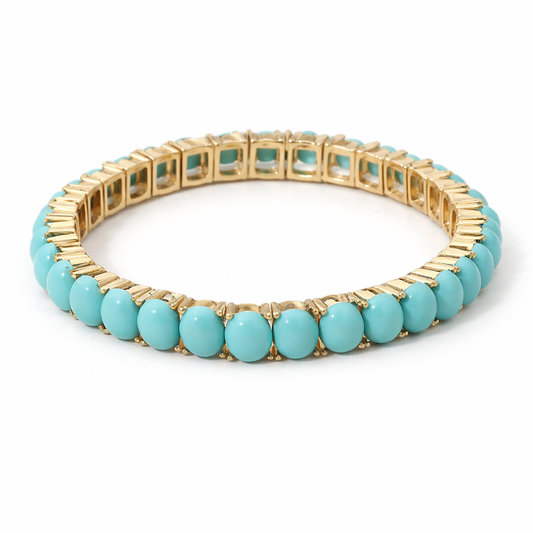 Turquoise/gold Cabochon  Slip-On Bracelet