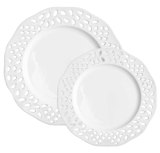 a white plates with holes