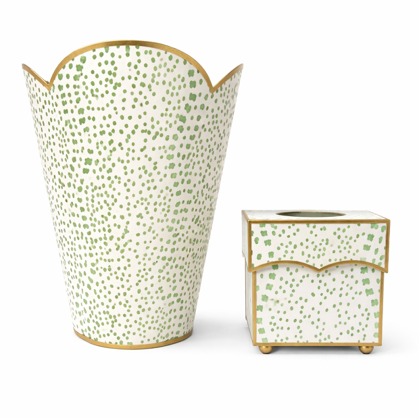 Green Polka Dot Wastepaper Basket & Tissue (2 Options)