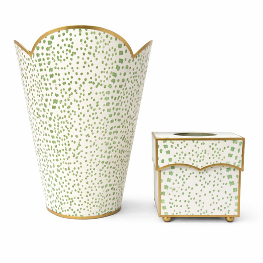 Green Polka Dot Wastepaper Basket & Tissue (2 Options)