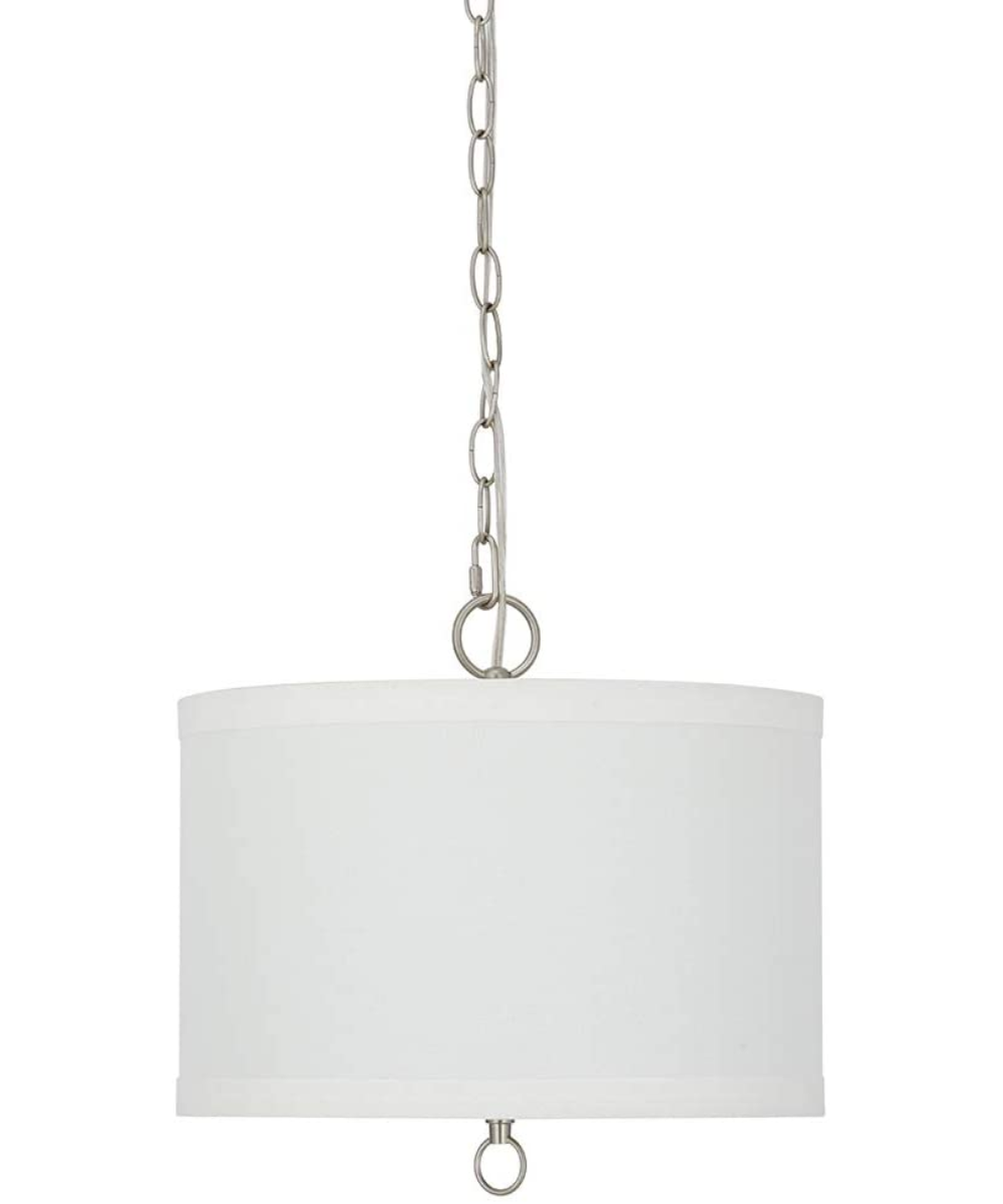 14"W Light Pendant Brushed Nickel Finish with Oatmeal Linen Shade