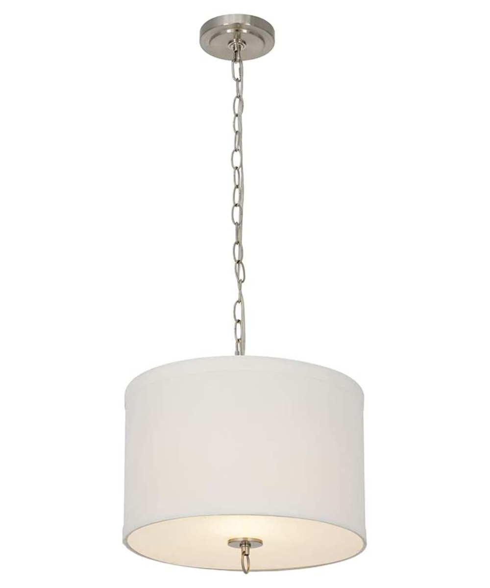 14"W Light Pendant Brushed Nickel Finish with Oatmeal Linen Shade