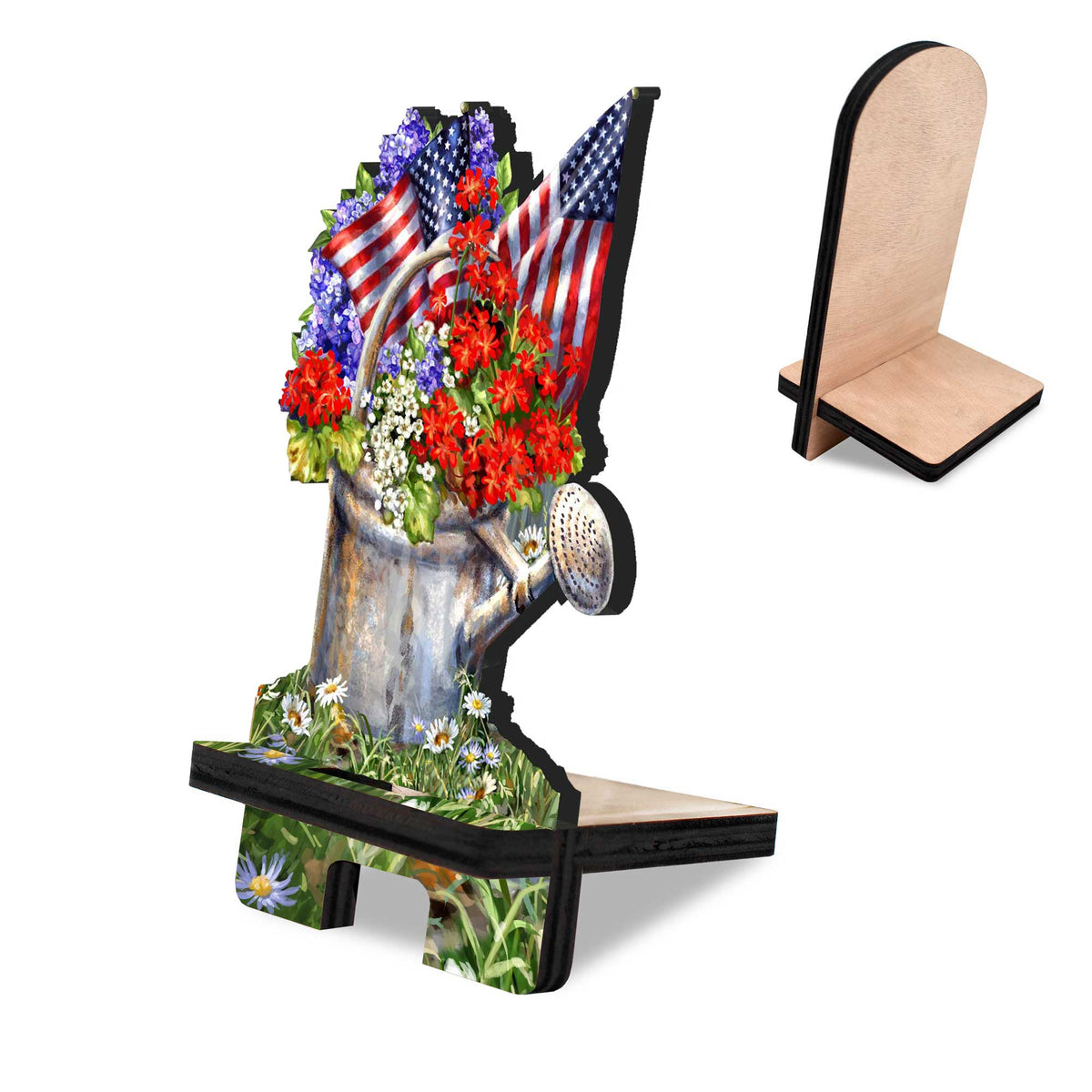 American Freedom Cell Phone Stand Wood Mobile Tablet Holder Charging Station Organizer - 892077C-DG
