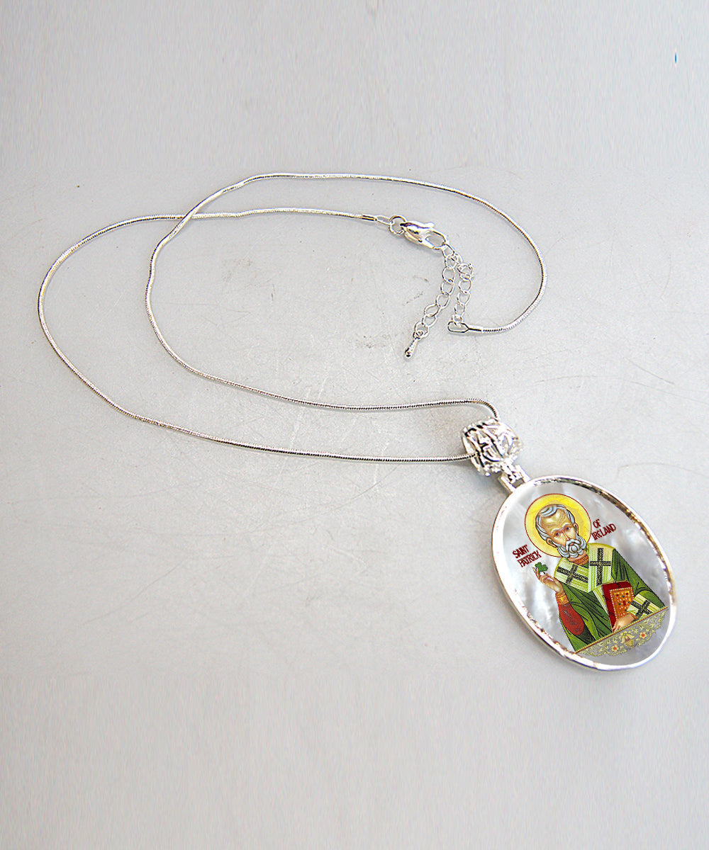 Pearl Saint Patrick Silver Plated Mother of Pearl Necklace Jewelry - 43060