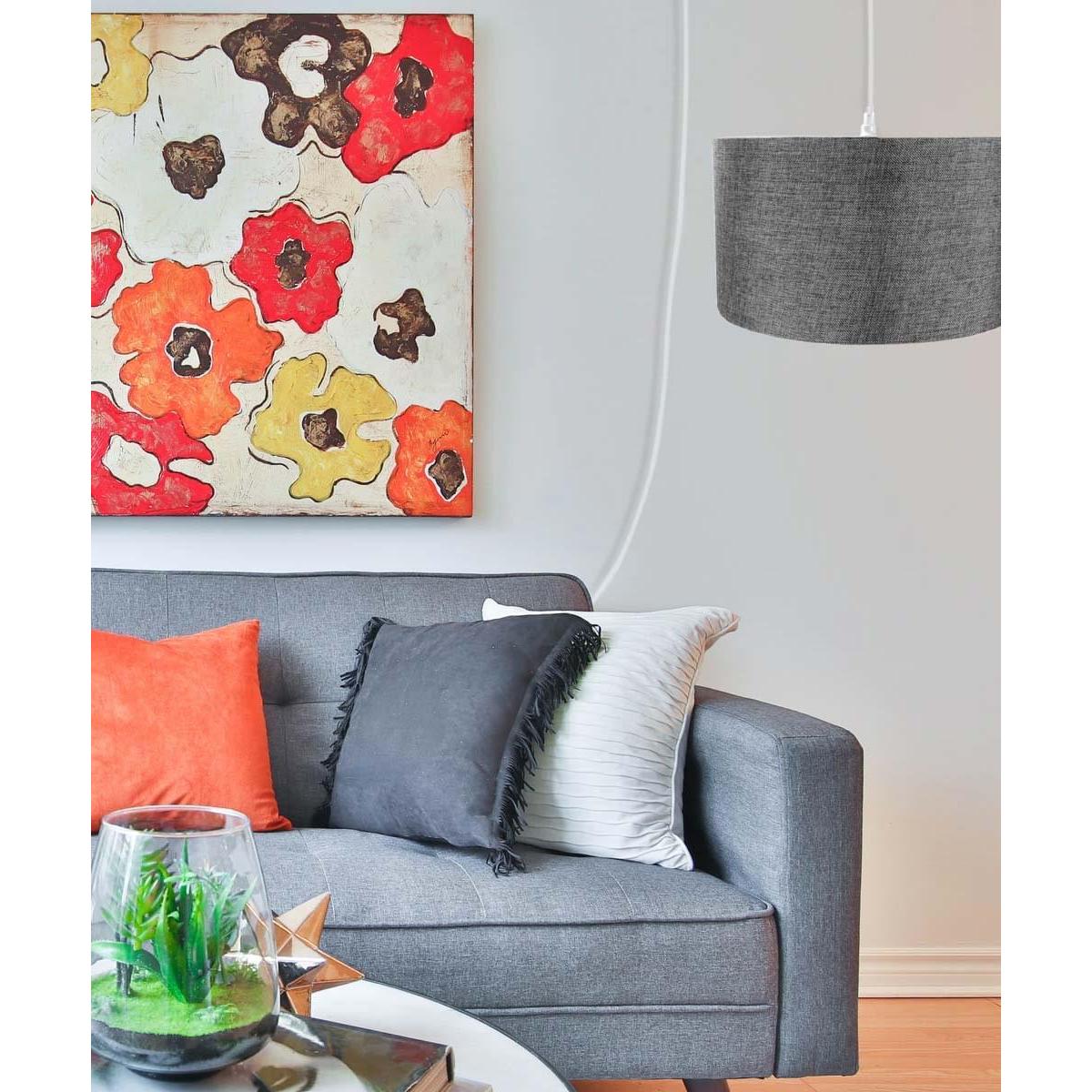 1-Light Plug In Swag Pendant Ceiling Light Granite Grey Shade