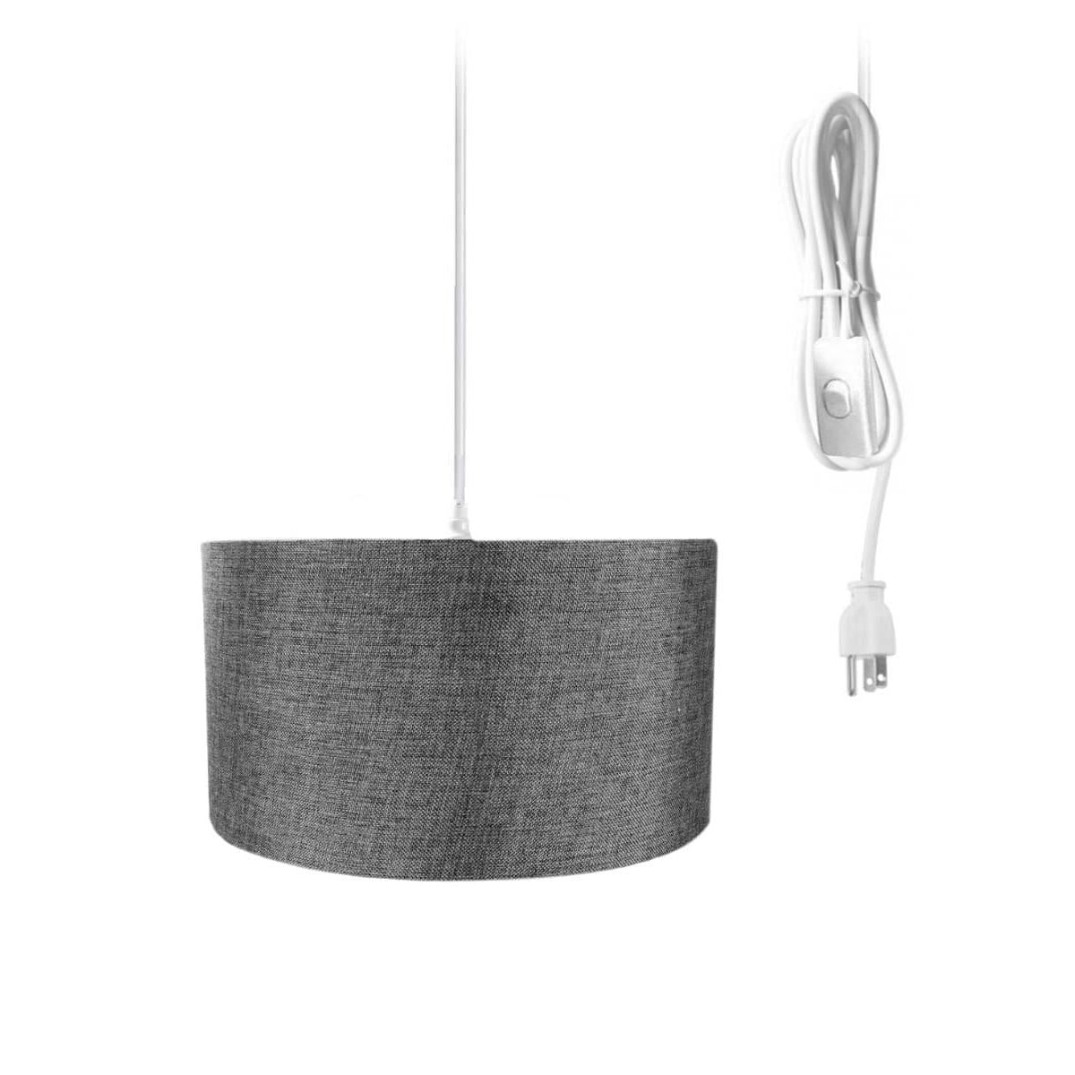 1-Light Plug In Swag Pendant Ceiling Light Granite Grey Shade