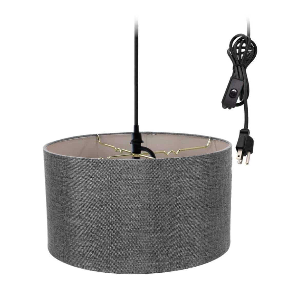 1-Light Plug In Swag Pendant Ceiling Light Granite Grey Shade